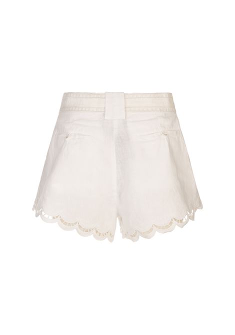 Shorts Richelieu in Lino Premium Euroflax con Cintura Bianchi FARM RIO | 337204WHITE - L0036